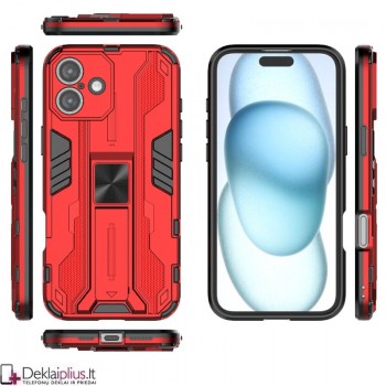 Šarvuotas dėklas su kojele - raudonas (Apple Iphone 16) Šarvuotas dėklas su kojele - raudonas (Apple Iphone 16)